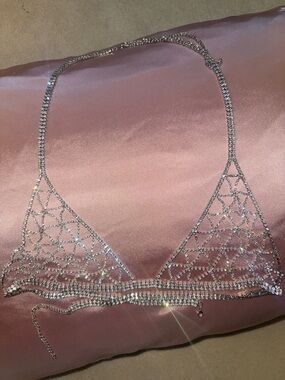 Crystal Mesh Triangle Bralette - Silver